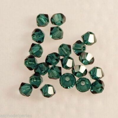 50 perles toupies en cristal de Swarovski 5328 Emerald 3 mm