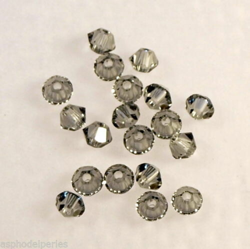 50 perles  toupies en cristal de Swarovski  5328 Black diamond 3 mm