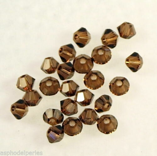 50 perles  toupies en cristal de Swarovski  5328 Smoked Topaze 3 mm