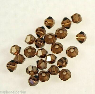 50 perles toupies en cristal de Swarovski 5328 Smoked Topaze 3 mm