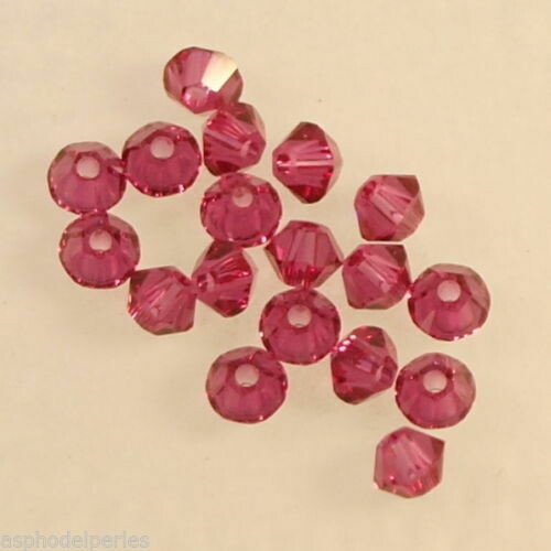 50 perles  toupies en cristal de Swarovski  5328 Fuchsia 3 mm