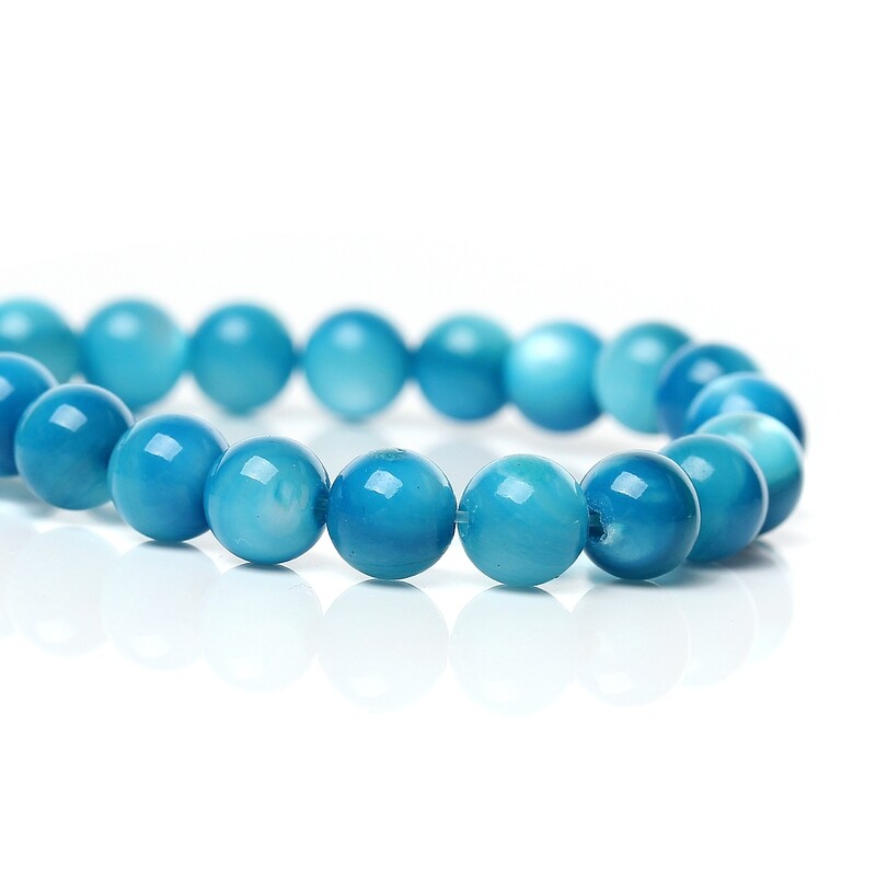 10 perles de coquillage coloré turquoise 6 mm