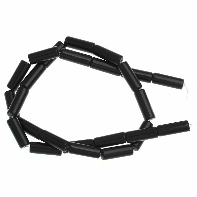 5 cylindres en AGATE synthétique noire 16 x 6 mm