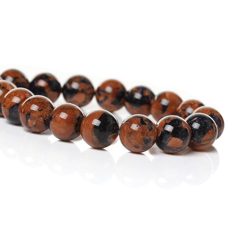 4 perles rondes en pierre arénarie aurifère 10 mm