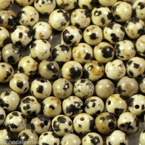 50 perles rondes en JASPE DALMATIEN 4 mm