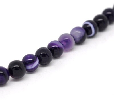 6 perles rondes en agate couleur violette 8 mm