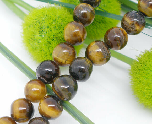 6 perles rondes en OEIL DE TIGRE 6 mm