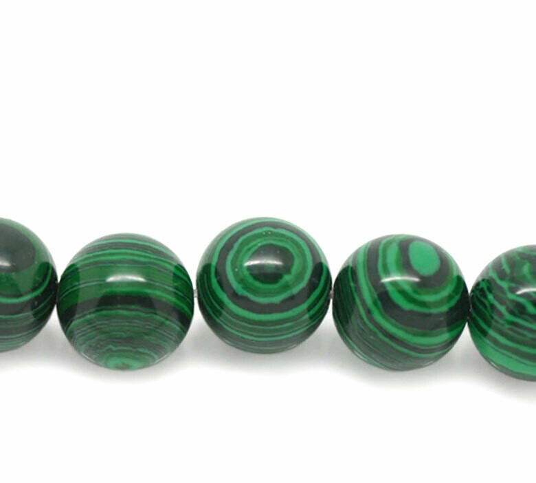 4 perles rondes en MALACHITE 10 mm