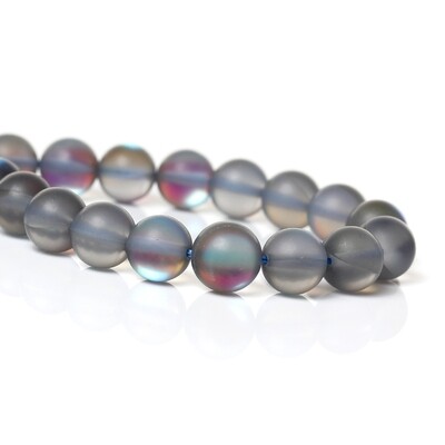 4 perles en pierre de lune synthétique 8 mm