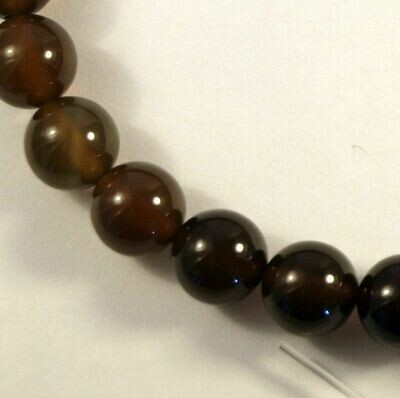 20 perles rondes en agate couleur chocolat 8 mm