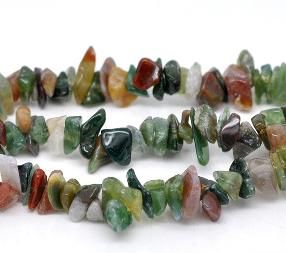1 fil de 90 cm chips agate synthétique 5 x 2 mm à 10 x 5 mm vert marron