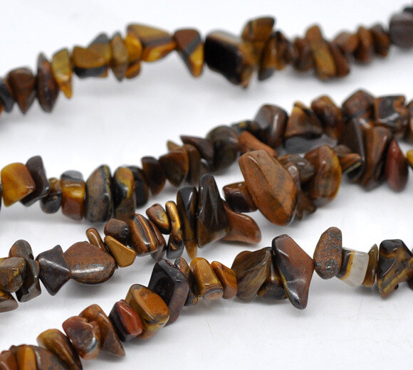 1 fil de 90 cm de chips d'oeil de tigre synthétique 5 x 2 mm à 10 x 5 mm