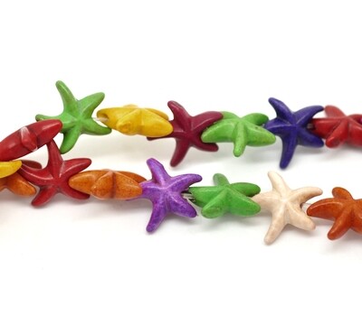 10 perles en HOWLITE étoiles de mer couleurs variées 14 x 14 mm