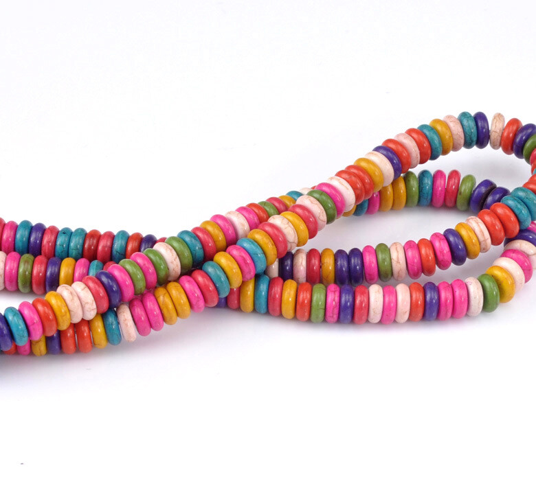 50 perles donut en HOWLITE couleurs variées 8 X 3 mm
