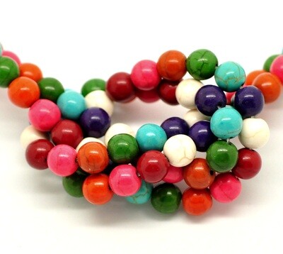 10 perles rondes en HOWLITE couleurs variées 8 mm