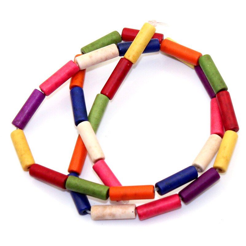 10 perles tube en HOWLITE couleurs variées 13 x 4 mm