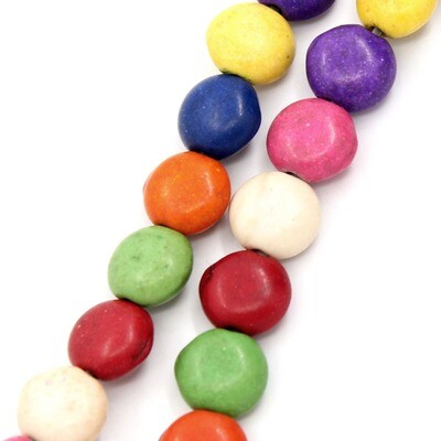 20 perles rondes plates en HOWLITE couleurs variées 8 X 5 mm