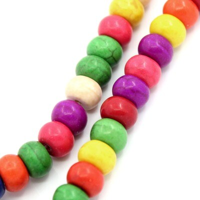 10 perles en HOWLITE couleurs variées 6 x 4 mm