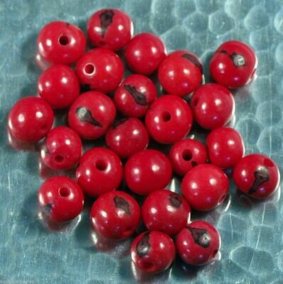 10 perles graines d'açaï rouge 10 mm environ