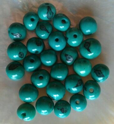 10 perles graines d'açaï vert 10 mm environ