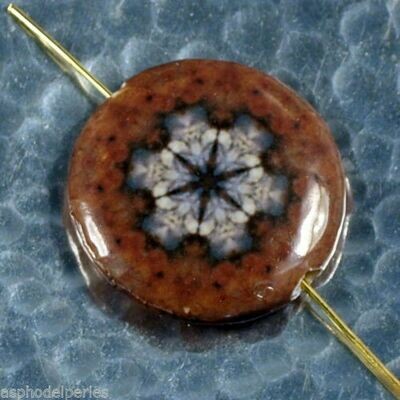 Decoupage bead ronde flocon kaleidoscope mandala 3cm