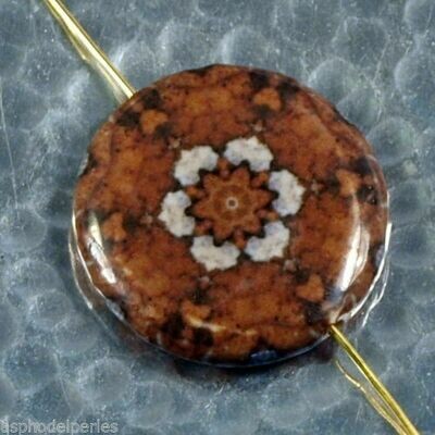 Decoupage bead ronde fleur kaleïdoscope mandala 3cm