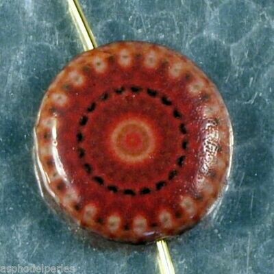 Decoupage bead ronde kaleïdoscope mandala orange 2cm