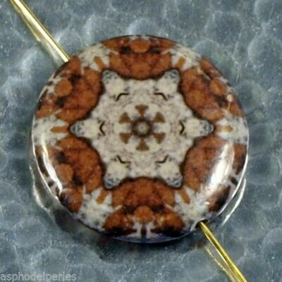 Decoupage bead ronde flocon kaleïdoscope mandala 3cm