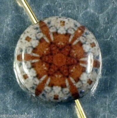 Decoupage bead ronde flocon kaleïdoscope mandala 2cm