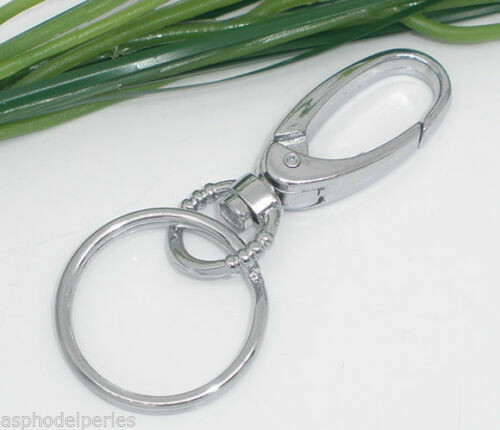 Porte clé avec mousqueton 75 mm argenté
