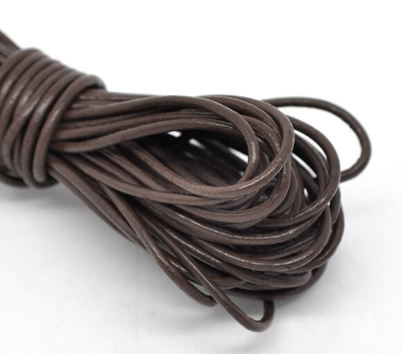 1 m de cordon simili cuir marron foncé diamètre 2 mm