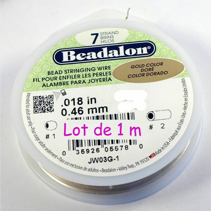 Fil cablé doré Beadalon 1 m - 7 brins diamètre 0,46 mm