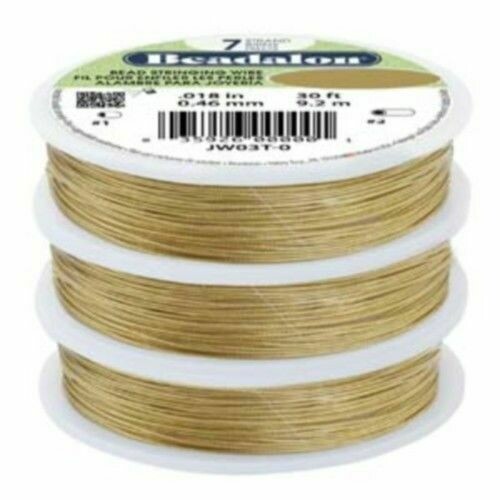 Bobine fil cablé couleur doré Beadalon - 7 brins diamètre 0,46 mm 9,2 m