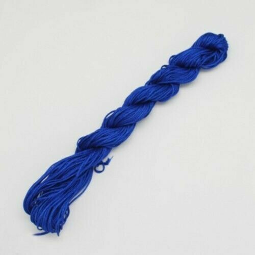 Fil nylon tressé à shamballa - Echeveau de 28 m - 1 mm épaisseur - bleu