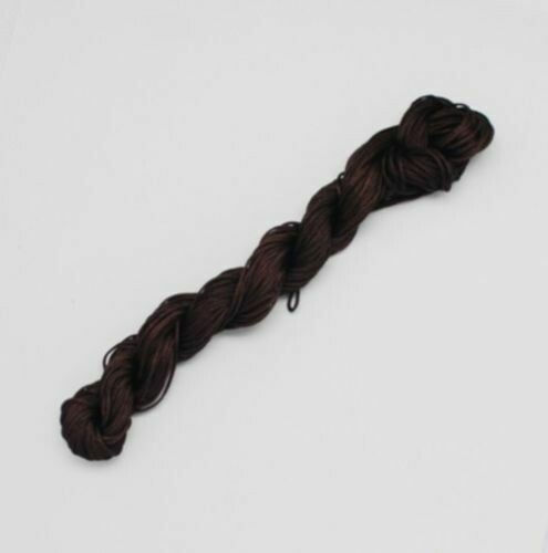 Fil nylon tressé à shamballa - Echeveau de 28 m - 1 mm épaisseur - marron foncé