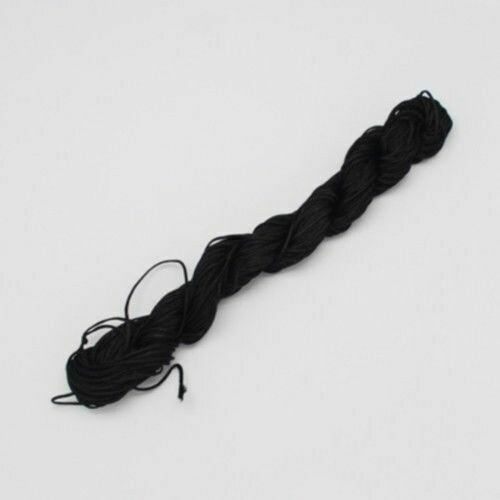 Fil nylon tressé à shamballa - Echeveau de 28 m - 1 mm épaisseur - noir
