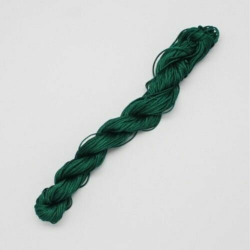 Fil nylon tressé à shamballa - Echeveau de 28 m - 1 mm épaisseur - vert sapin