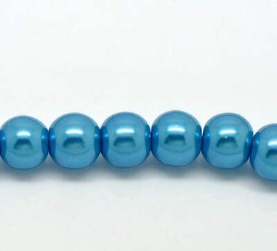 30 perles nacrées Renaissance 8 mm bleu