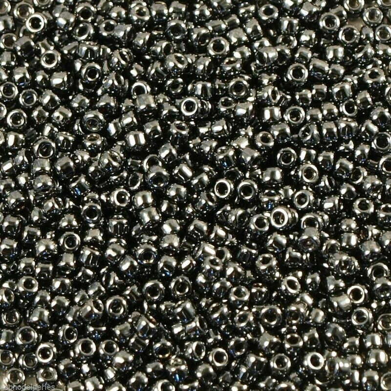 10 g de perles de rocaille Hematite 451 taille 11