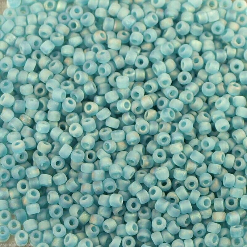 10 g de perles de rocaille  Teal Matte AB F259B taille 11