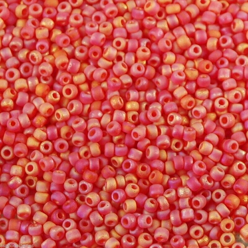 10 g de perles de rocaille  Red Matte AB F254 taille 11