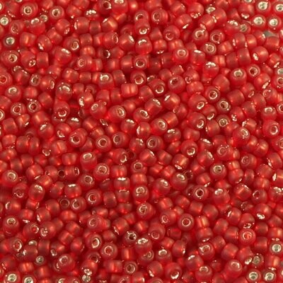 10 g de perles de rocaille Silverlined Red Matte F011 taille 11