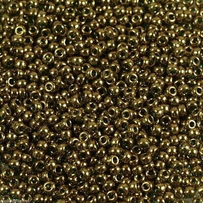10 g de perles de rocaille Dark Olivine Gold Lustre 307 taille 11