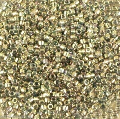 7,2 g de perles délicas ref 0111 transp blue gray rainbow gold luster taille 11