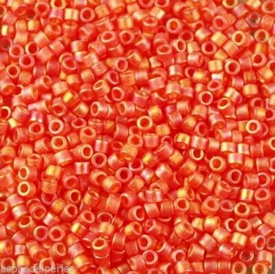 7,2 g de perles délicas Matte transparent red orange AB Ref0856 Taille 11