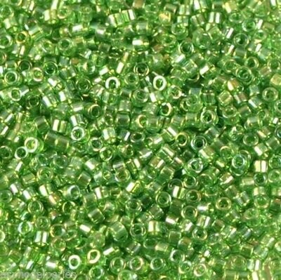 7,2 g de perles délicas ref 0152 transparent green AB taille 11