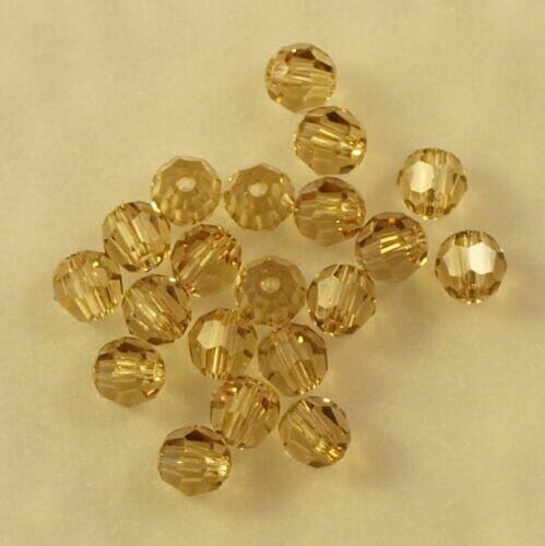 20 perles rondes à facettes 5000  cristal de Swarovski 4 mm light colorado topaz