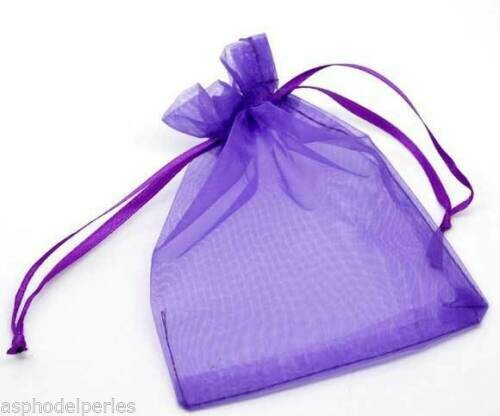 33 sachets en organza violet  12 x 9 cm