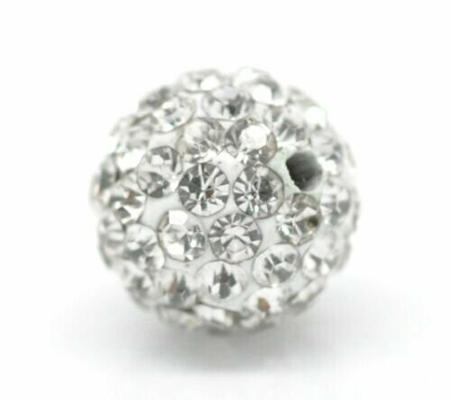 Boule de strass 10 mm sur pâte polymère crystal