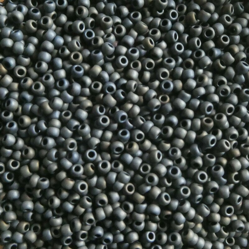 10 g de perles de rocaille  Hematite iris Matte F451A taille 11